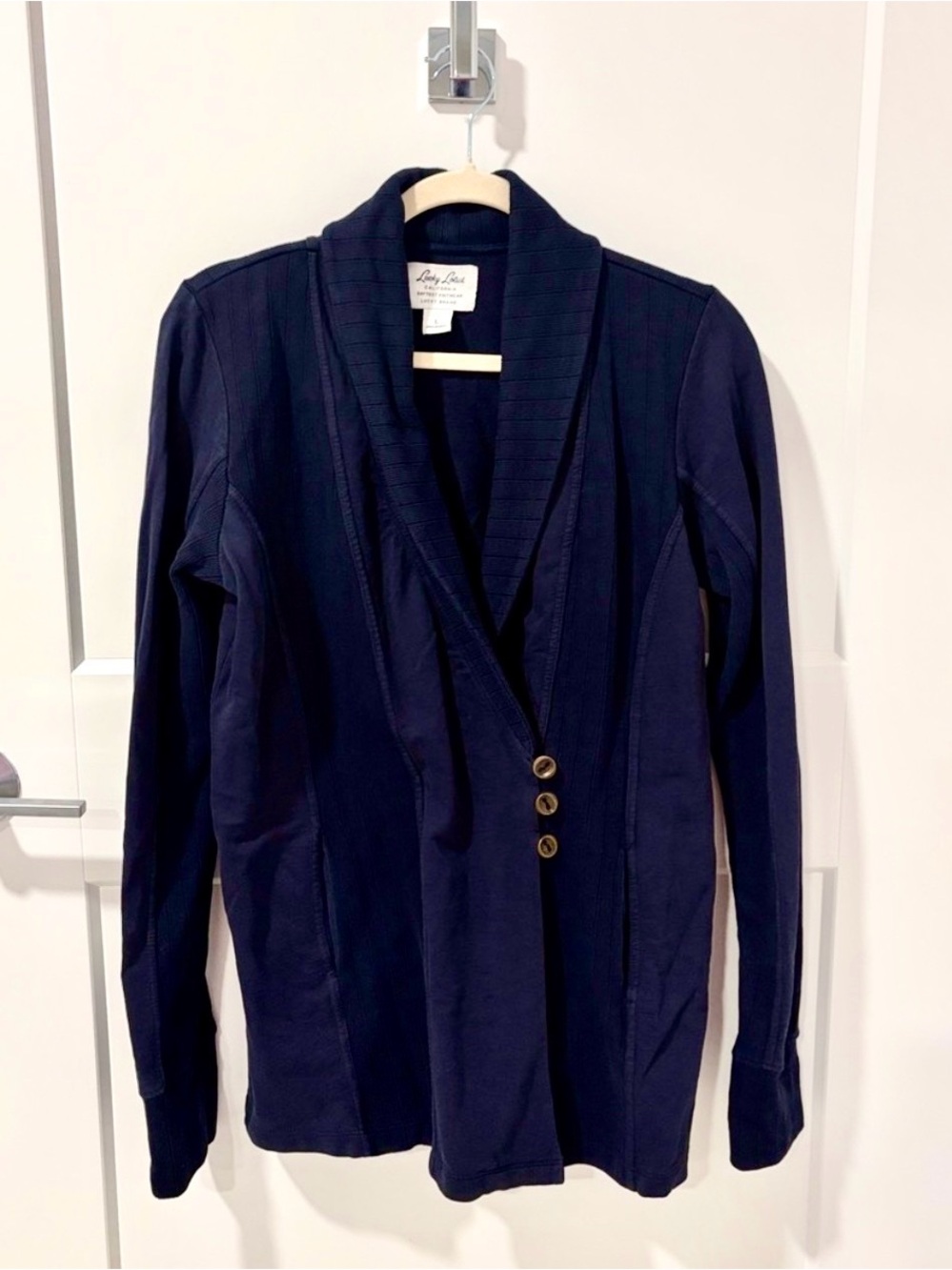 Lucky Brand Navy Ribbed Shawl Collar Cardigan